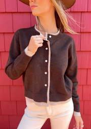 Falling For You Contrast Button Up Cardi