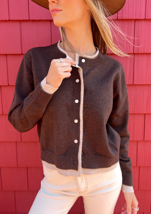 Falling For You Contrast Button Up Cardi