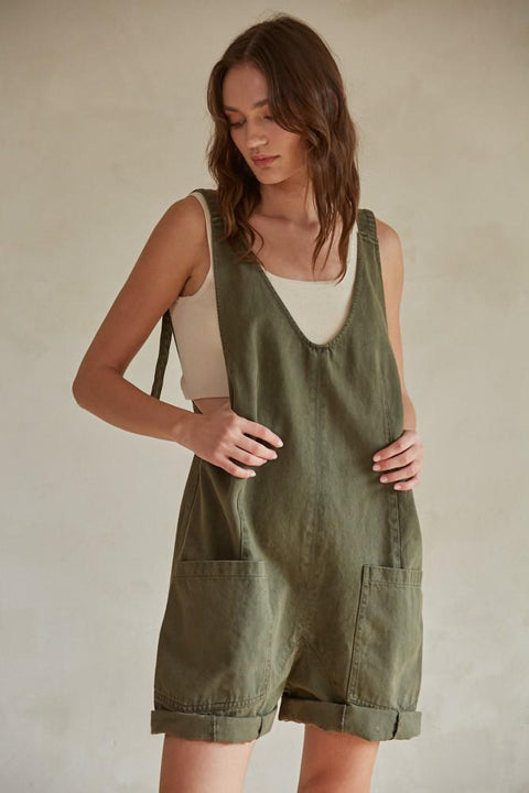 Oliver Denim Romper - Olive