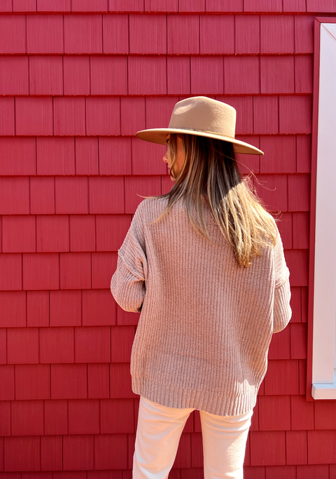The Chenille High Neck Sweater - Sand