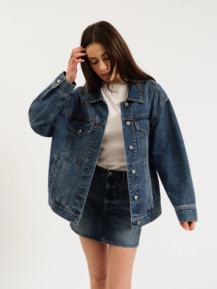 Beau Boyfriend Denim Jacket in Vintage Blue