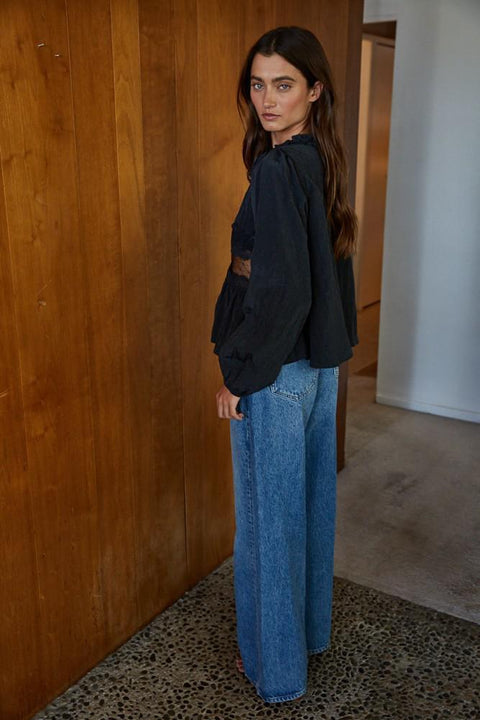 Break Free Lace Top  - Black