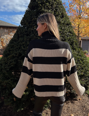 Kaila Oversized Knit Sweater - Black/Khaki