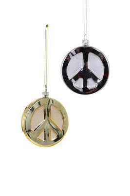 Gold/Silver Peace Sign Ornament