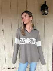 East Coast Quarter Zip Sweater - Pewter/ Natural