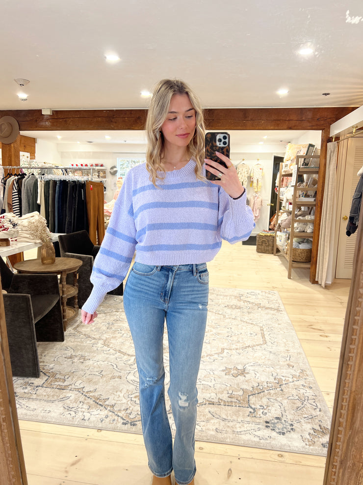 Rowan Striped Sweater Top - Lilac/Periwinkle