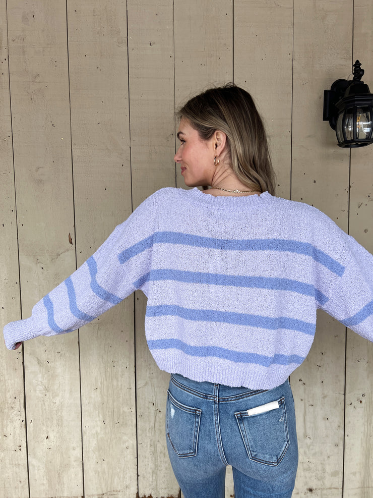 Rowan Striped Sweater Top - Lilac/Periwinkle