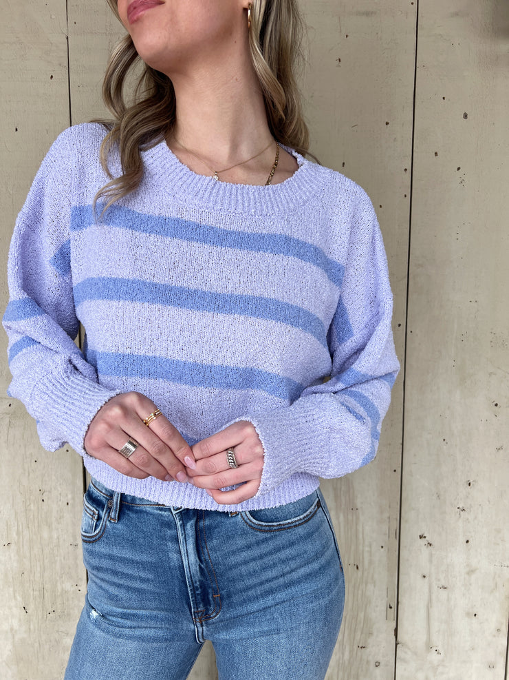 Rowan Striped Sweater Top - Lilac/Periwinkle