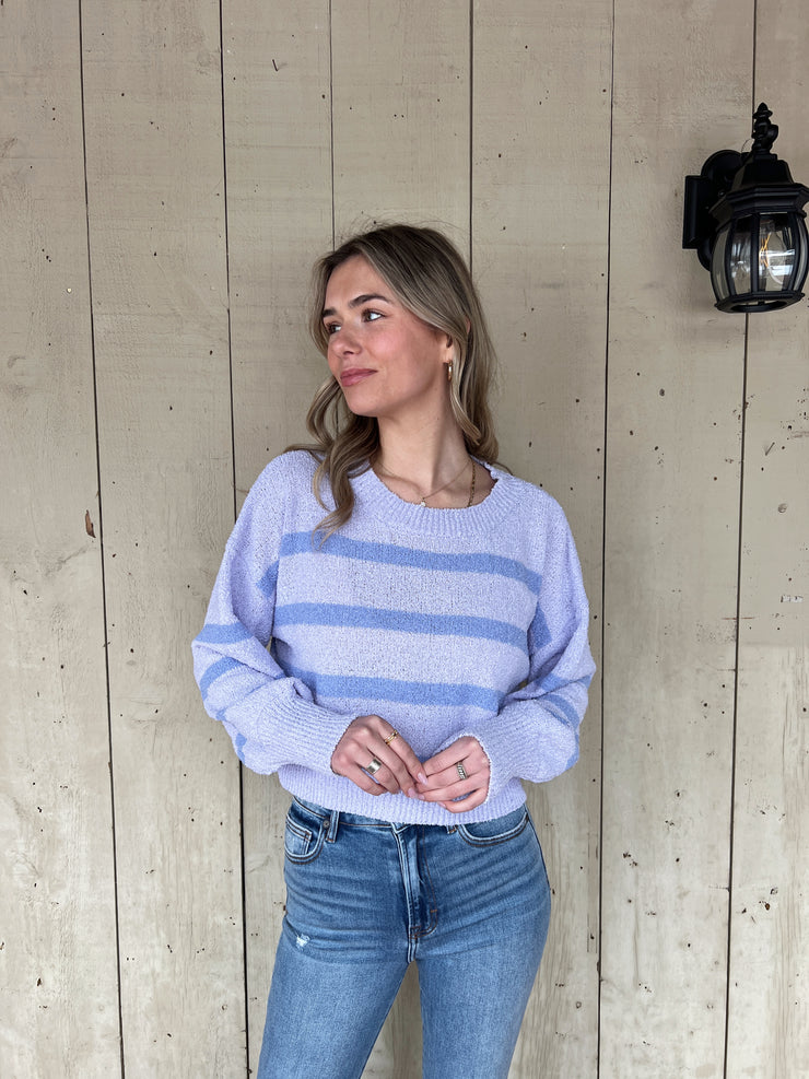 Rowan Striped Sweater Top - Lilac/Periwinkle