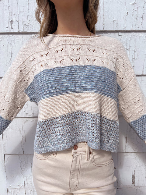 Millie Sweater Top - Natural Blue