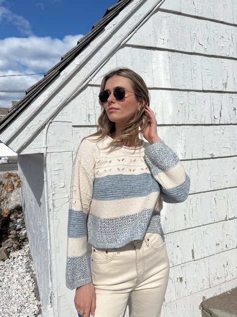 Millie Sweater Top - Natural Blue