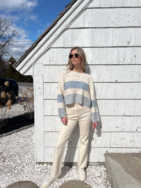 Millie Sweater Top - Natural Blue