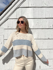 Millie Sweater Top - Natural Blue