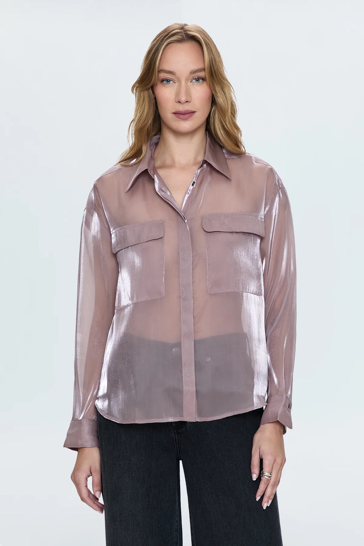 Miranda Sheer Organza Shirt - Pink Plum