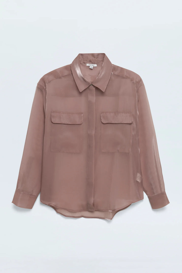 Miranda Sheer Organza Shirt - Pink Plum