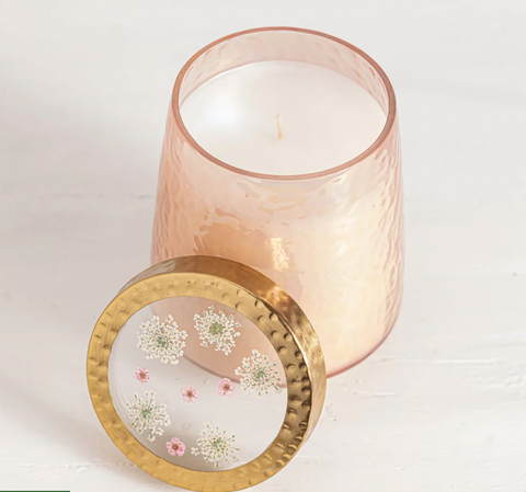 Watercolor Pressed Floral Candle TALL