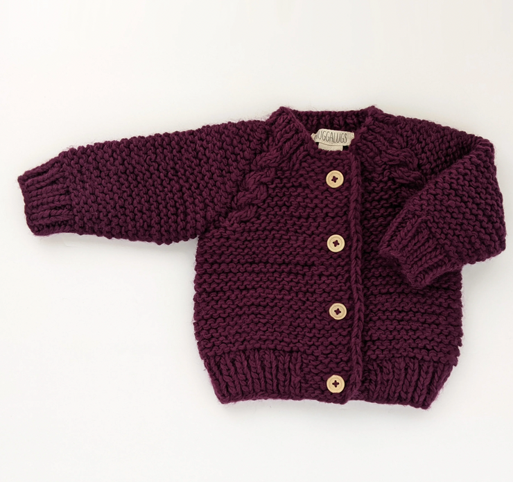 Plum Garter Stitch Cardigan Sweater Baby & Toddler