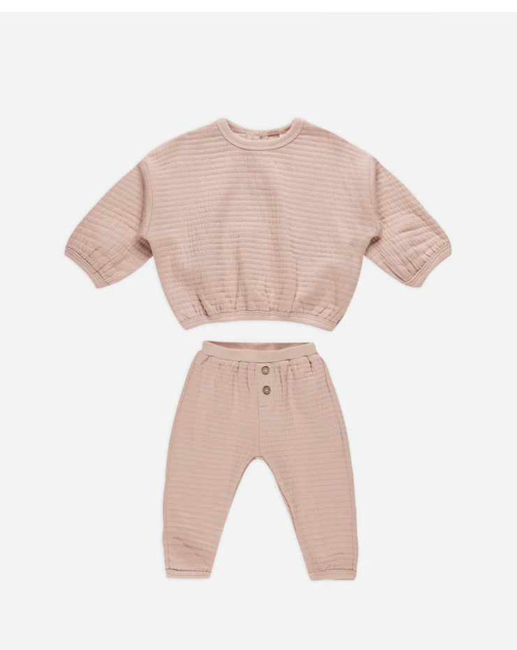 Textured Sweat Set - Mauve