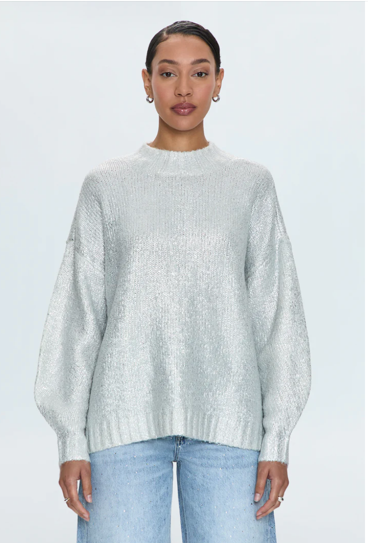 Carlen Mock Neck Sweater - Snow Disco