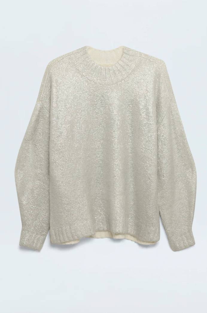 Carlen Mock Neck Sweater - Snow Disco