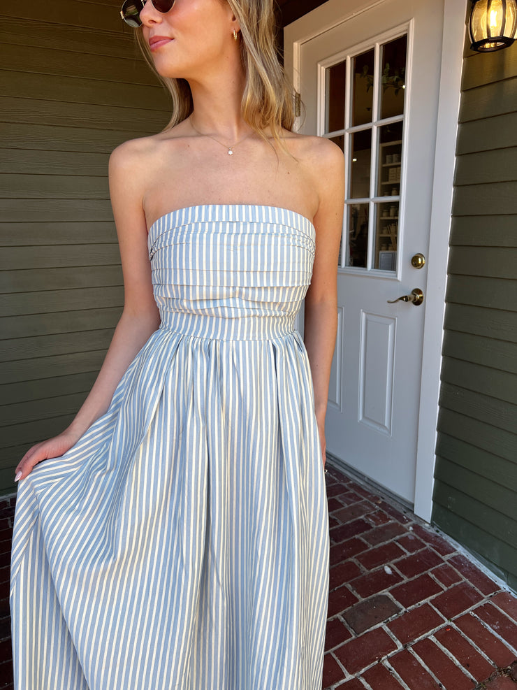 Always and Forever Strapless Maxi - Dusty Blue