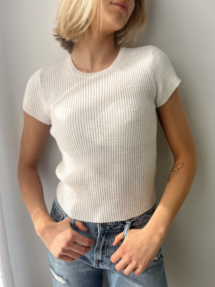 Reese Sweater Top White