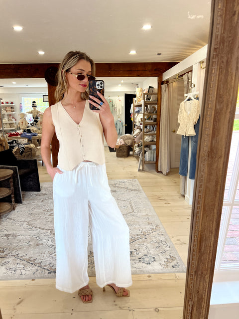 Long Live Gauze Pant - White