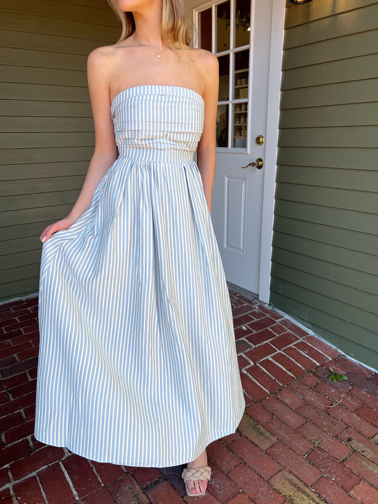 Always and Forever Strapless Maxi - Dusty Blue