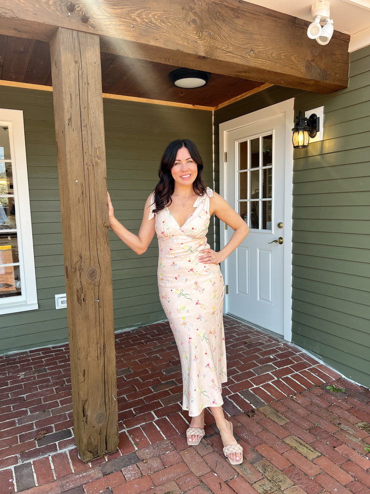 Sipping Cocktails Bias Cut Midi Dress