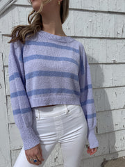 Rowan Striped Sweater Top - Lilac/Periwinkle