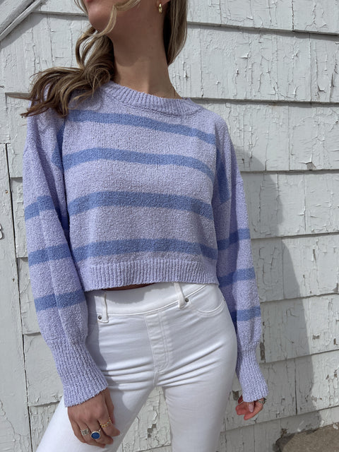 Rowan Striped Sweater Top - Lilac/Periwinkle