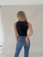 Gianna Vegan Leather Vest - Black