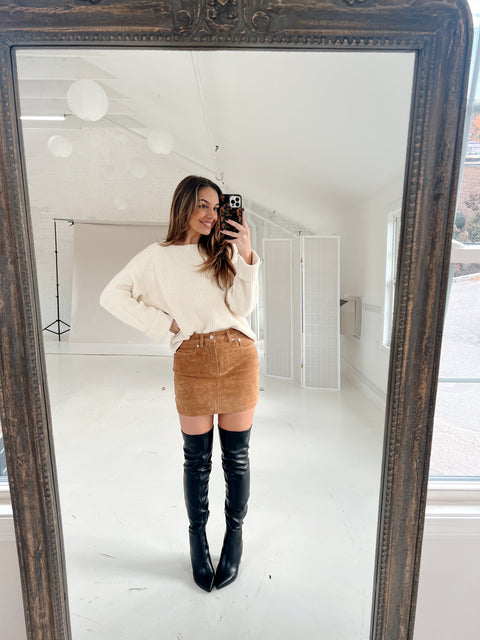 PECAN SUEDE MINI SKIRT