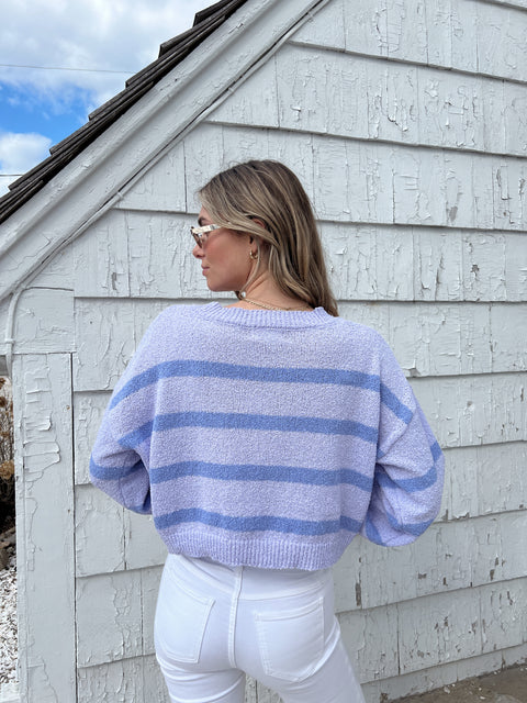 Rowan Striped Sweater Top - Lilac/Periwinkle