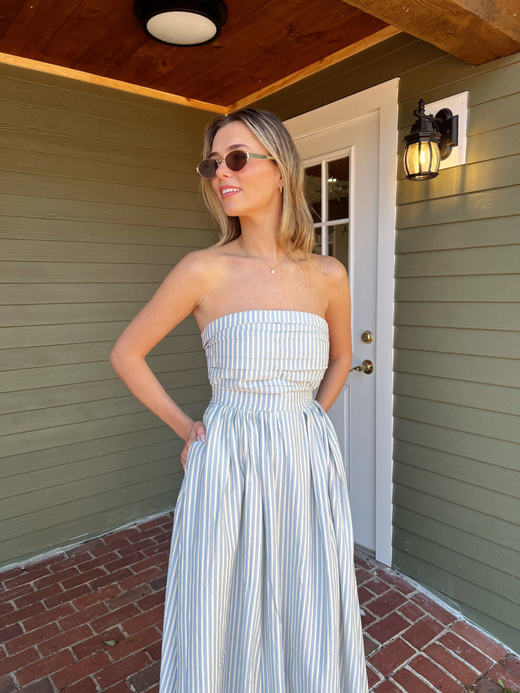 Always and Forever Strapless Maxi - Dusty Blue