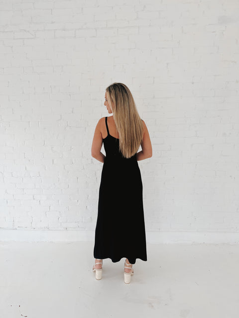 Derby Day Knit Midi Dress Black