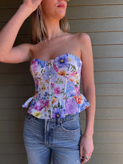 Aria Floral Strapless Top