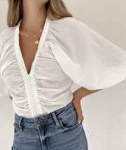All Ruched Up Blouse - White