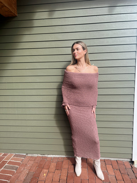 Mauve Moment Off The Shoulder Maxi