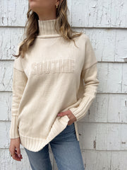 Embossed Jacquard Turtleneck Tunic - Southie/ Natural