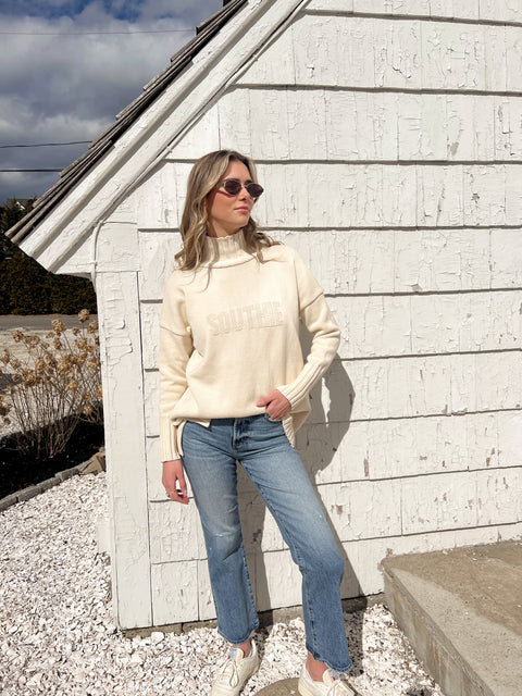 Embossed Jacquard Turtleneck Tunic - Southie/ Natural