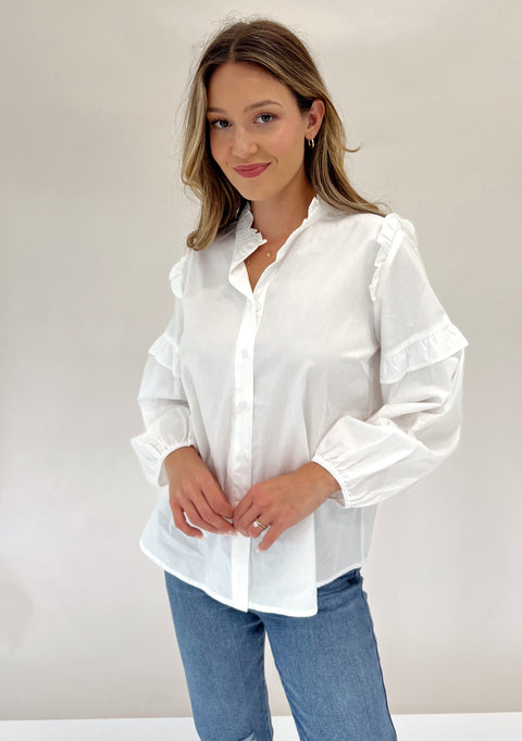 Nicolette Ruffle Button Down Top