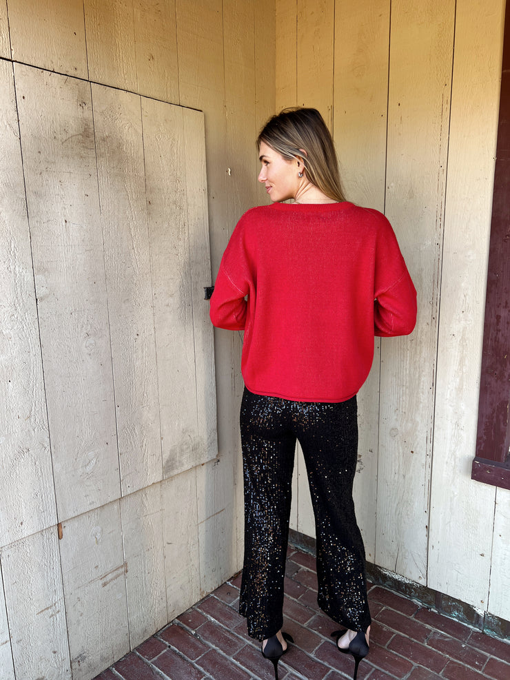 Black Pants Skylar Sequin Cropped Pant