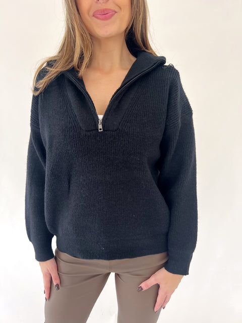 Pheba Zip Up Sweater Black