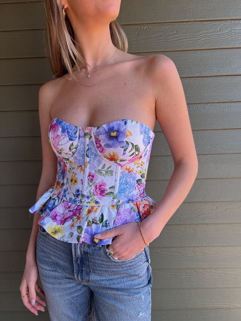 Aria Floral Strapless Top