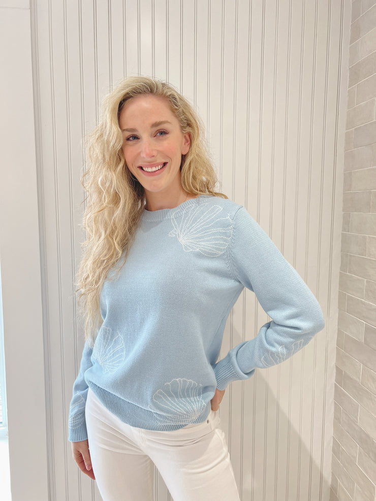 Sally Sells Seashells Sweater - Baby Blue