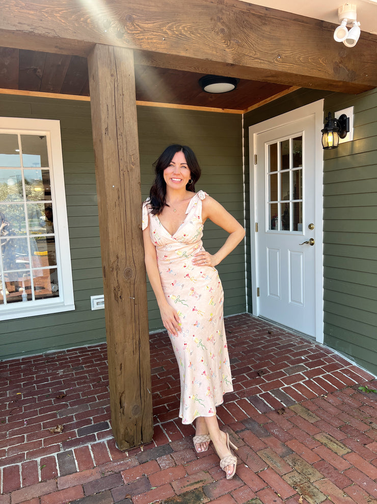 Sipping Cocktails Bias Cut Midi Dress