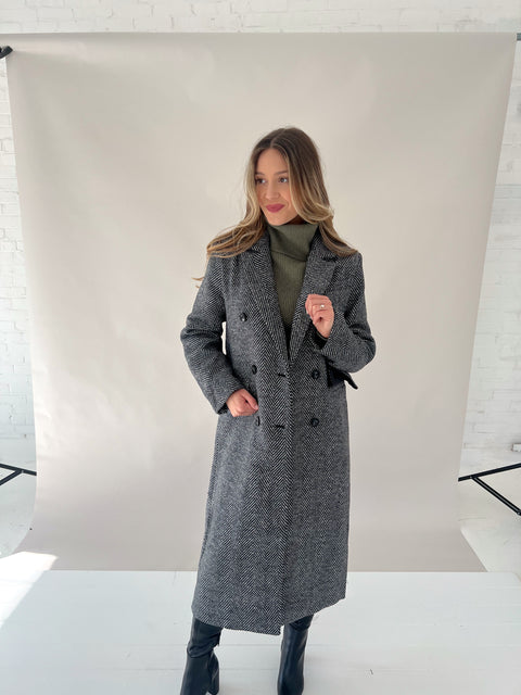 Holiday in The City Herringbone Coat
