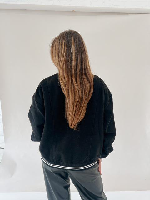 Letterman Bomber Jacket Black