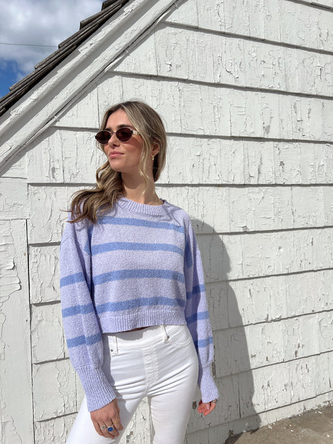 Rowan Striped Sweater Top - Lilac/Periwinkle